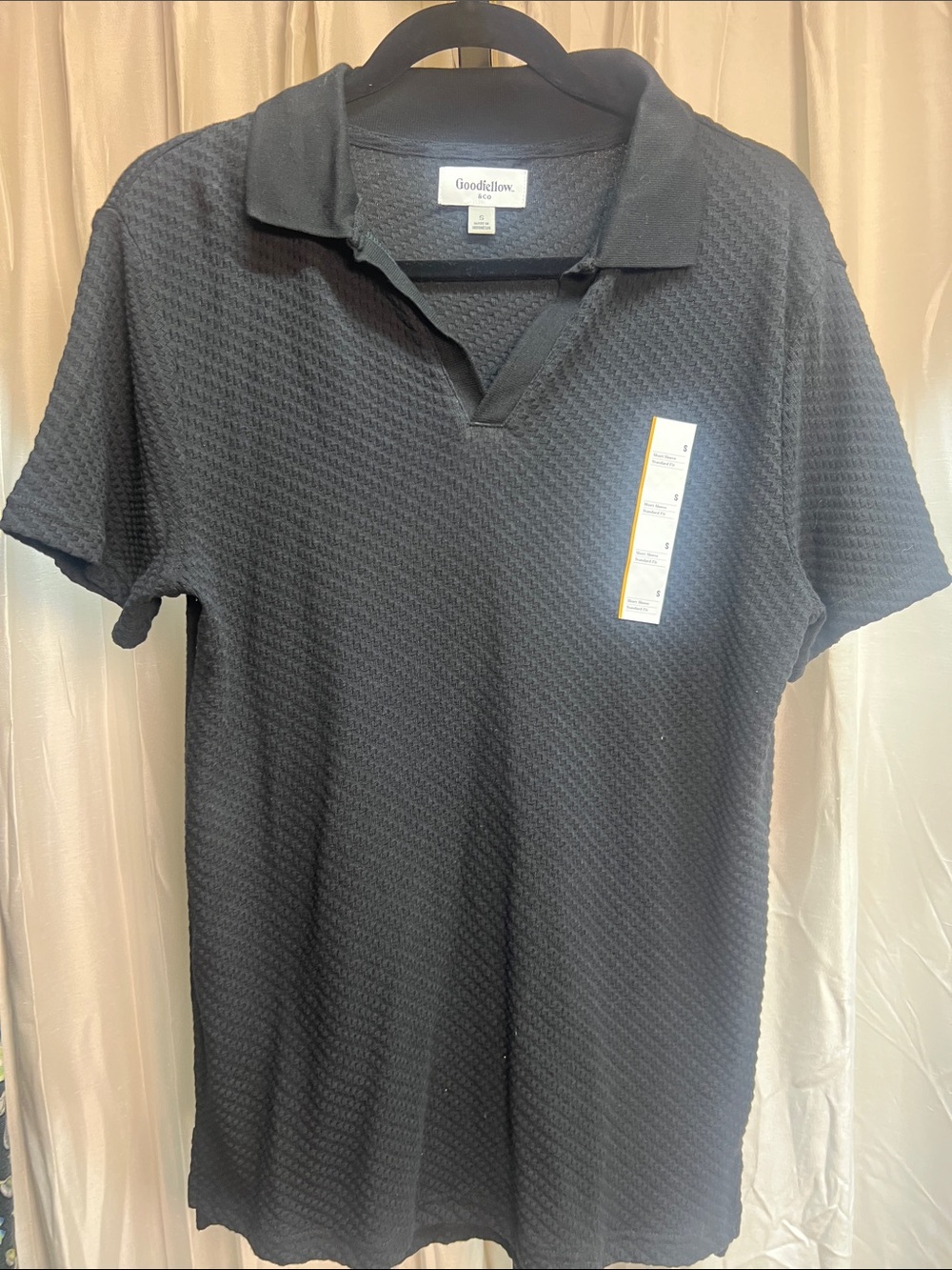Goodfellow & Co Black Textured V-Placket Polo
